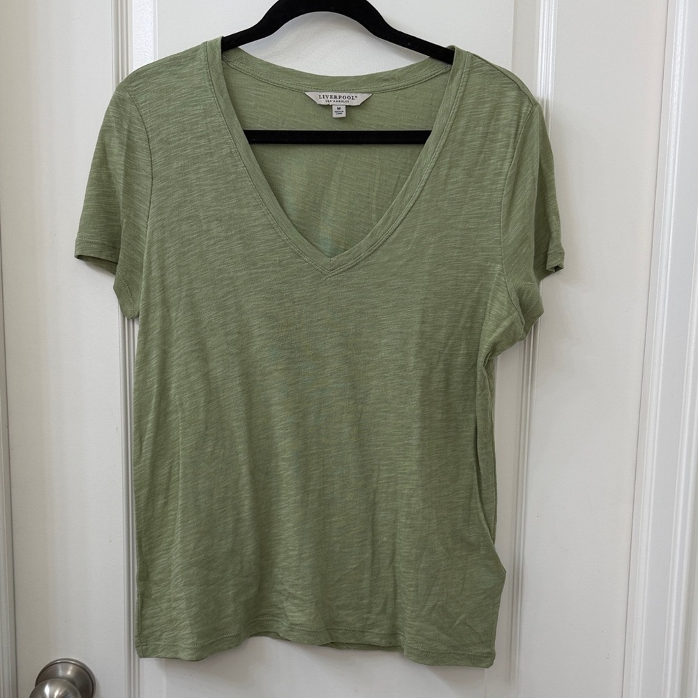 Liverpool Sage V-Neck Short Sleeve Tee